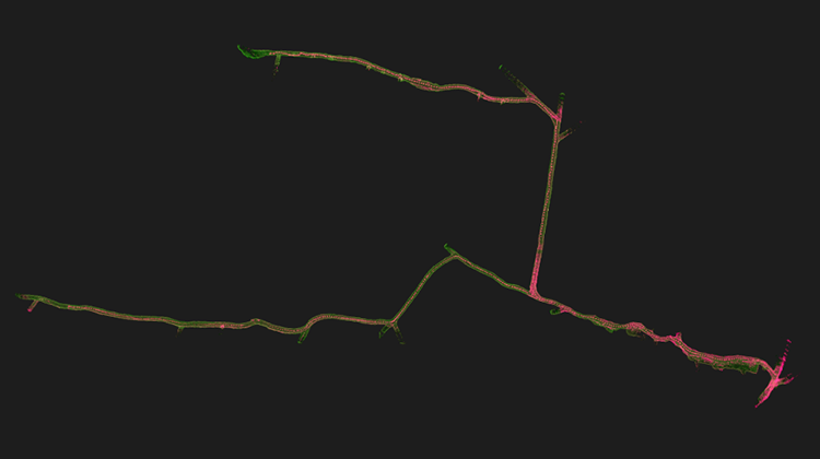 設(shè)備可直接輸出礦道點云數(shù)據(jù)